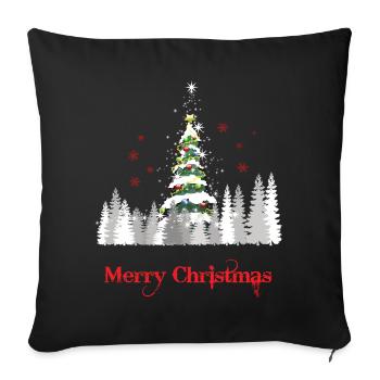 Glitter Christmas Tree Snow - Christmas Gift - Sofa pillowcase 17,3'' x 17,3'' (45 x 45 cm) - black - Front
