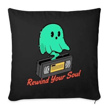 Geist Kassette Rewind Your Soul - Sofakissenbezug 45 x 45 cm - Schwarz - Vorne