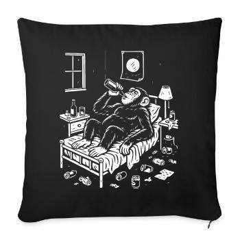 Dernier verre de singe à l’heure du coucher - Housse de coussin décorative 45 x 45 cm - noir - Devant