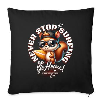Surfer squirrel with surfboard - Sofa pillowcase 17,3'' x 17,3'' (45 x 45 cm) - black - Front
