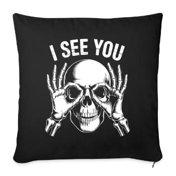 Je te vois Vue squelette - Housse de coussin décorative 45 x 45 cm - noir - Devant