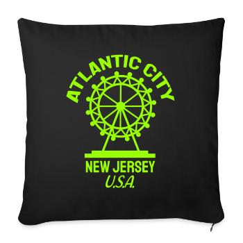 Atlantic City - Fondé en 1854 - New Jersey - États-Unis - Housse de coussin décorative 45 x 45 cm - noir - Devant