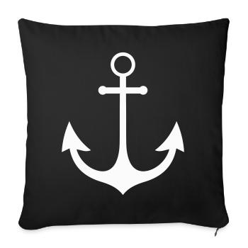 Ancre minimaliste – style nautique - Housse de coussin décorative 45 x 45 cm - noir - Devant