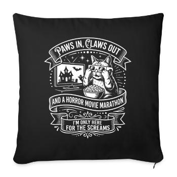 Cat Couch Horror Marathon - Sofa pillowcase 17,3'' x 17,3'' (45 x 45 cm) - black - Front