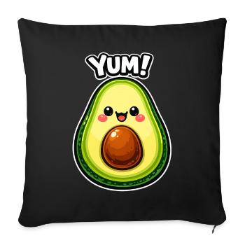 Kawaii Avocado YUM Motif - Sofa pillowcase 17,3'' x 17,3'' (45 x 45 cm) - black - Front