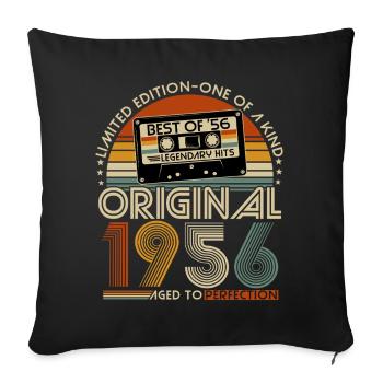 Vintage 1956 Né 70e anniversaire Rétro - Housse de coussin décorative 45 x 45 cm - noir - Devant