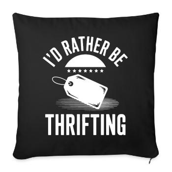 Je préfère faire de la friperie - Housse de coussin décorative 45 x 45 cm - noir - Devant