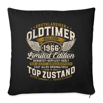 60. Geburtstag 1966 Oldtimer Geschenk Retro  - Sofakissenbezug 45 x 45 cm - Schwarz - Vorne
