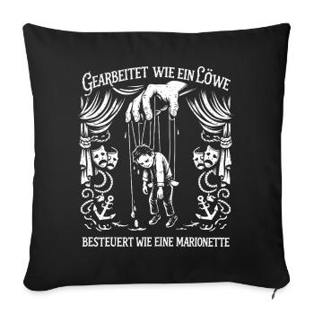 Worked like a lion - Sofa pillowcase 17,3'' x 17,3'' (45 x 45 cm) - black - Front