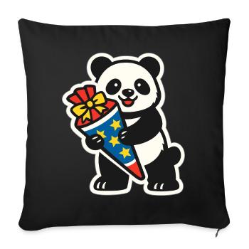 Panda Bear : Don d’inscription à l’école de 1ère année - Housse de coussin décorative 45 x 45 cm - noir - Devant