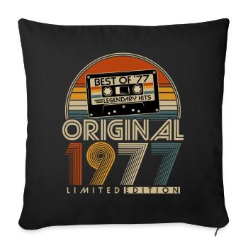 Cadeau d’anniversaire original rétro vintage de 1977 - Housse de coussin décorative 45 x 45 cm - noir - Devant