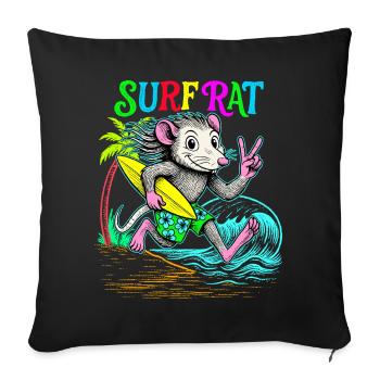 Surf Rat Surfing  - Sofa pillowcase 17,3'' x 17,3'' (45 x 45 cm) - black - Front