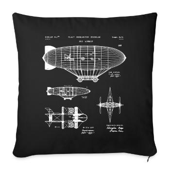 Zeppelin Blueprint Sketch - Sofa pillowcase 17,3'' x 17,3'' (45 x 45 cm) - black - Front