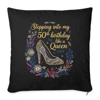Entrer dans mes 50 ans et 50 ans - Housse de coussin décorative 45 x 45 cm - noir - Devant