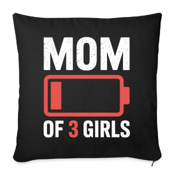 Icône de la pile de la maman de trois filles - Housse de coussin décorative 45 x 45 cm - noir - Devant