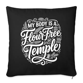 Humour sans gluten sans farine Temple - Housse de coussin décorative 45 x 45 cm - noir - Devant