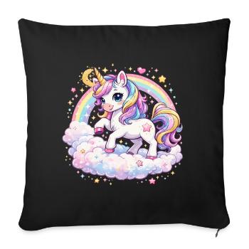 Pastel Unicorn on Cloud Arch - Sofa pillowcase 17,3'' x 17,3'' (45 x 45 cm) - black - Front