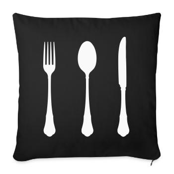 Cutlery Silhouette Design - Sofa pillowcase 17,3'' x 17,3'' (45 x 45 cm) - black - Front