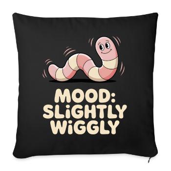 Slightly wobbly | Worm Mood - Sofa pillowcase 17,3'' x 17,3'' (45 x 45 cm) - black - Front