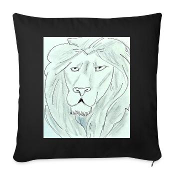 Pure Lion Head Drawing - Sofa pillowcase 17,3'' x 17,3'' (45 x 45 cm) - black - Front