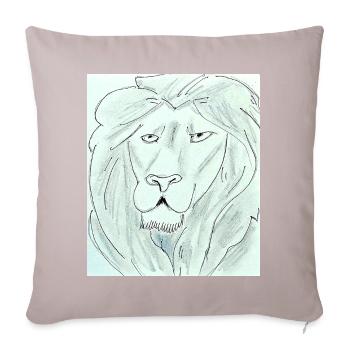 Dessin de tête de lion pur - Housse de coussin décorative 45 x 45 cm - taupe clair - Devant