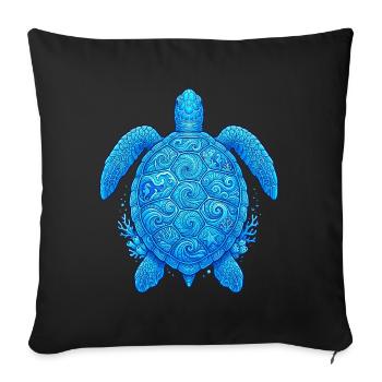 Blue Sea Turtle - Sofa pillowcase 17,3'' x 17,3'' (45 x 45 cm) - black - Front