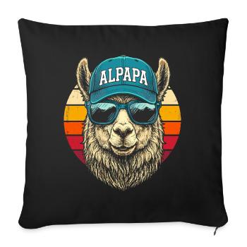 Casquette rétro de lunettes de soleil en alpaga - Housse de coussin décorative 45 x 45 cm - noir - Devant