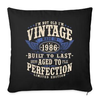 40e anniversaire 1986 cadeau vintage vintage - Housse de coussin décorative 45 x 45 cm - noir - Devant