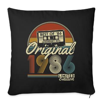Cadeau d’anniversaire rétro vintage vintage 1986 - Housse de coussin décorative 45 x 45 cm - noir - Devant