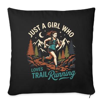Juste une fille qui adore la course sur sentier - Housse de coussin décorative 45 x 45 cm - noir - Devant