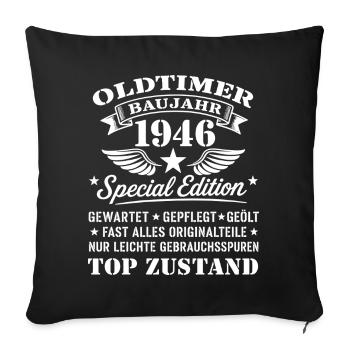 Geschenk zum 80. Geburtstag Oldtimer 1946 - Sofakissenbezug 45 x 45 cm - Schwarz - Vorne