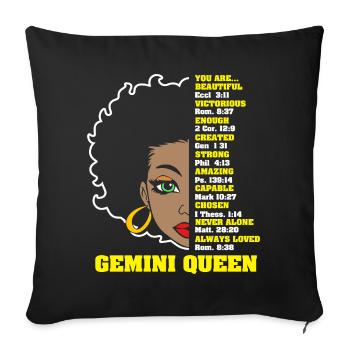 Zodiac sign Gemini - Sofa pillowcase 17,3'' x 17,3'' (45 x 45 cm) - black - Front