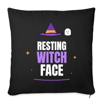 Resting Witch Face Halloween Witch Hat Ghost Funny - Sofakissenbezug 45 x 45 cm - Schwarz - Vorne