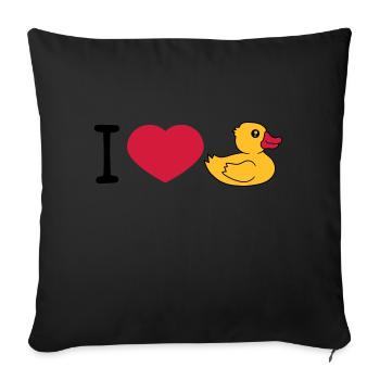 love i love heart squeaky duck rubber duck bath duck - Sofa pillowcase 17,3'' x 17,3'' (45 x 45 cm) - black - Front