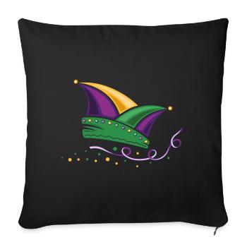Fool cap Mardi Gras Carnaval de la Nouvelle-Orléans - Housse de coussin décorative 45 x 45 cm - noir - Devant