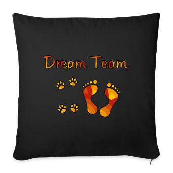 Dog design dream team DOG DREAMTEAM ORANGE - Sofa pillowcase 17,3'' x 17,3'' (45 x 45 cm) - black - Front