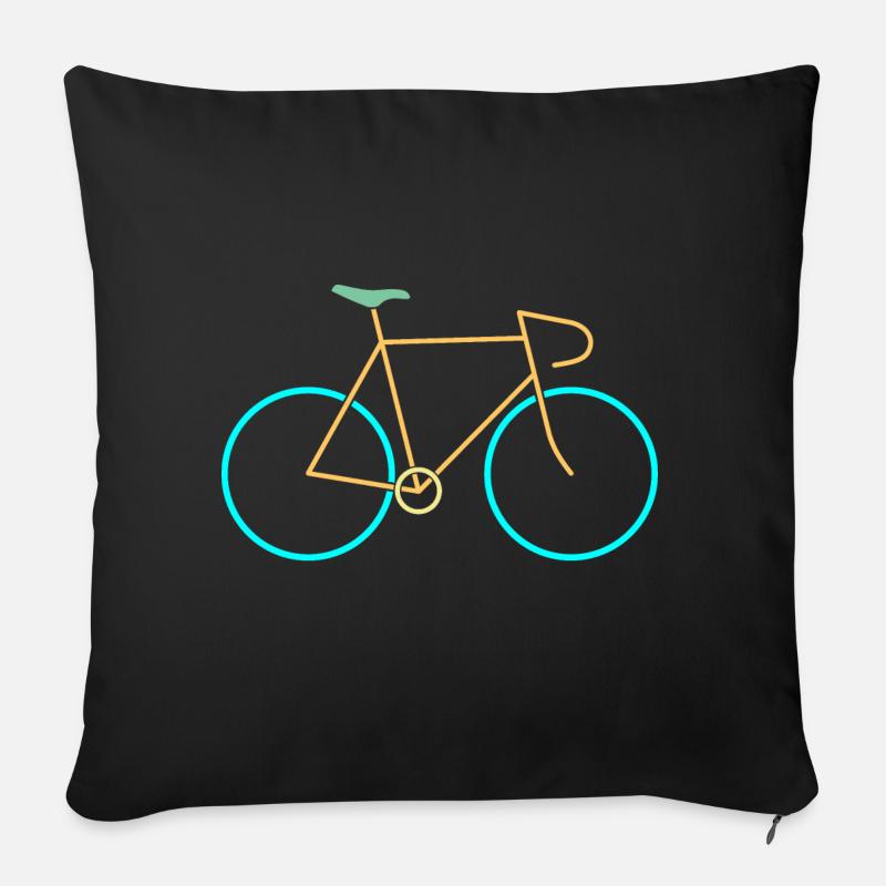 Vélo de course jaune bleu - Housse de coussin décorative 45 x 45 cm - noir