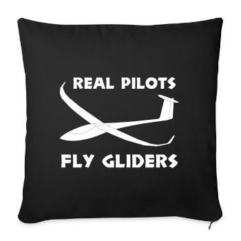 Pilot Segelflieger Flieschens gleiten lustig - Sofakissenbezug 45 x 45 cm - Schwarz - Vorne
