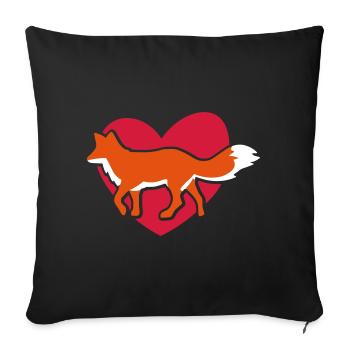 Fuchs auf Herz / fox heart / Geschenkidee Tiere - Sofakissenbezug 45 x 45 cm - Schwarz - Vorne
