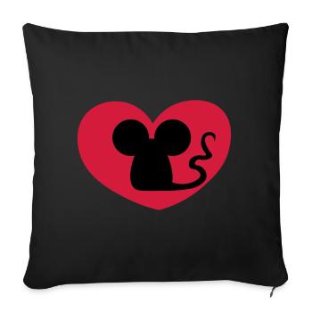 Mouse in love / Mouse in love / souris amoureuse - Sofa pillowcase 17,3'' x 17,3'' (45 x 45 cm) - black - Front