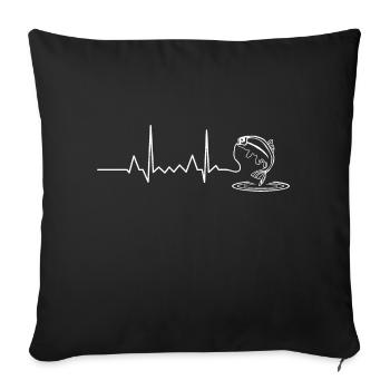 Fishing heartbeat EKG pulse fish - Sofa pillowcase 17,3'' x 17,3'' (45 x 45 cm) - black - Front