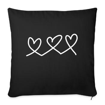 three hearts - Sofa pillowcase 17,3'' x 17,3'' (45 x 45 cm) - black - Front