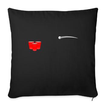Bierpong : rencontrez et buvez - Housse de coussin décorative 45 x 45 cm - noir - Devant