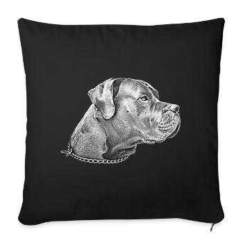 Dogge chien tête de chien Bulldogge Chien race - Housse de coussin décorative 45 x 45 cm - noir - Devant