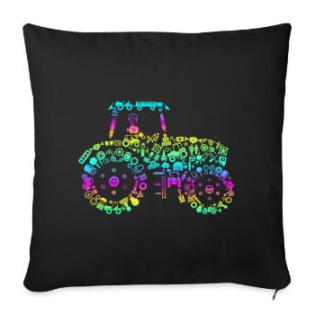 Icônes de tracteur - Housse de coussin décorative 45 x 45 cm - noir - Devant
