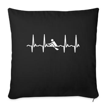 Rowing Heartbeat Shirt J’adore ramer - Housse de coussin décorative 45 x 45 cm - noir - Devant