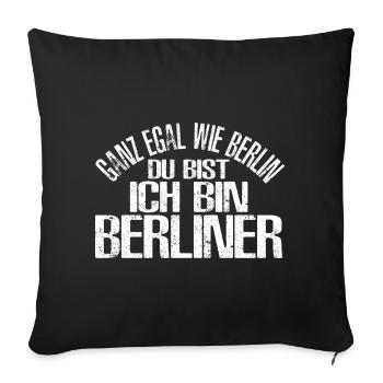 Berlin Spruch Deutschland Geschenk Skyline - Sofakissenbezug 45 x 45 cm - Schwarz - Vorne