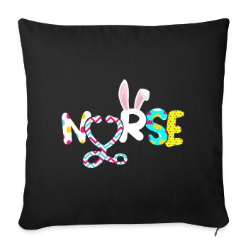 Nurse Rabbit Ear Stethoscope Happy Easter - Sofa pillowcase 17,3'' x 17,3'' (45 x 45 cm) - black - Front