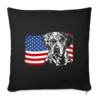 CATAHOULA LEOPARD DOG America Flag Dogs Wilsigns - Sofa pillowcase 17,3'' x 17,3'' (45 x 45 cm) - black - Front