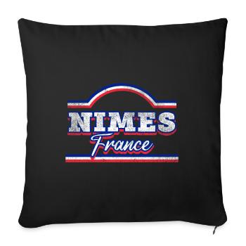 Nîmes France City Font Vintage Rétro - Housse de coussin décorative 45 x 45 cm - noir - Devant